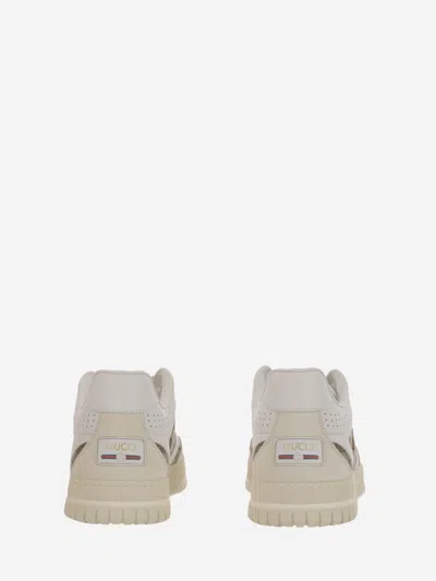 Gucci Men Re-web Low-top Leather And Suede Sneakers With Gg Supreme Fabric Inserts In White