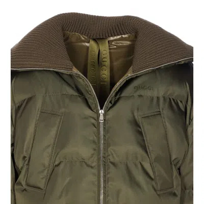 Gucci Cropped Bomber Jacket Drawstring Hem In Green
