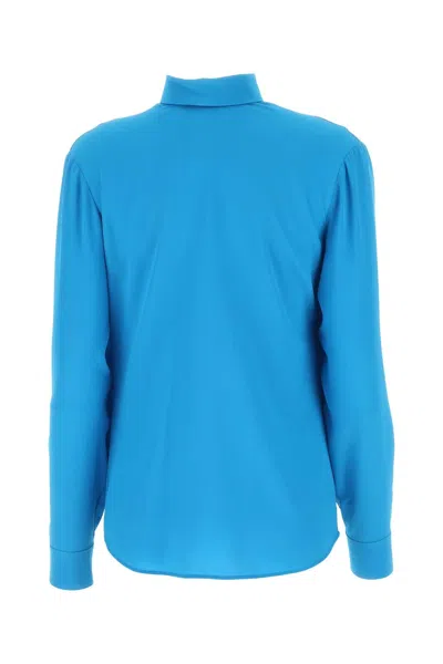 Gucci Silk Blouse With Unique Collar And Cuffs In Blue