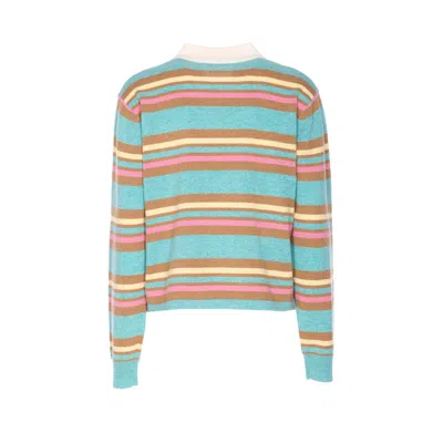 Guest In Residence Cashmere Cropped Stripe Rugby Pullover Glacier Combo In Multi