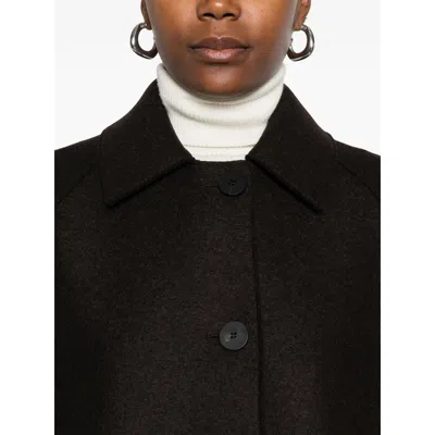 Harris Wharf London Balmacaan Button-front Raglan-sleeve Coat In Black