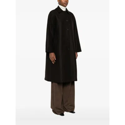 Harris Wharf London Balmacaan Button-front Raglan-sleeve Coat In Black