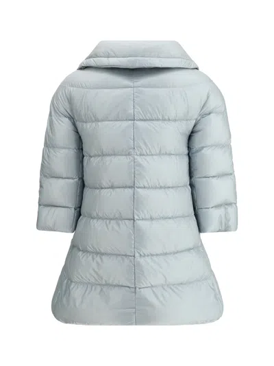 Herno Cleofe High Neck Crop-sleeved Coat In Blue