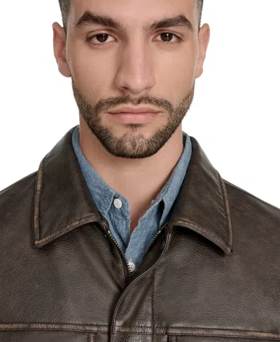 Levi's Men's Faux Leather Trucker Jacket In Brown