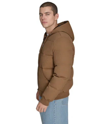 Levi's Men's Quilted Bomber With Hood Jacket In Brown