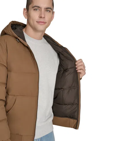 Levi's Men's Quilted Bomber With Hood Jacket In Brown