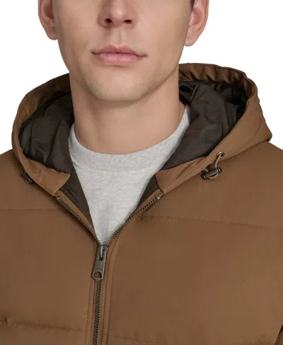 Levi's Men's Quilted Bomber With Hood Jacket In Brown
