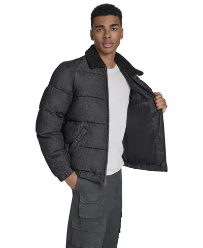 Levi's Men's Denim Quilted Sherpa Collar Jacket In Black
