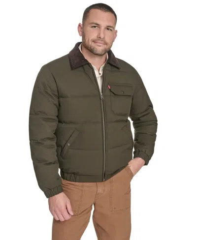 Levi's Men's Quilted Corduroy Collar Depot Jacket In Green