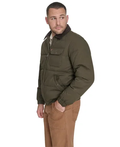 Levi's Men's Quilted Corduroy Collar Depot Jacket In Green