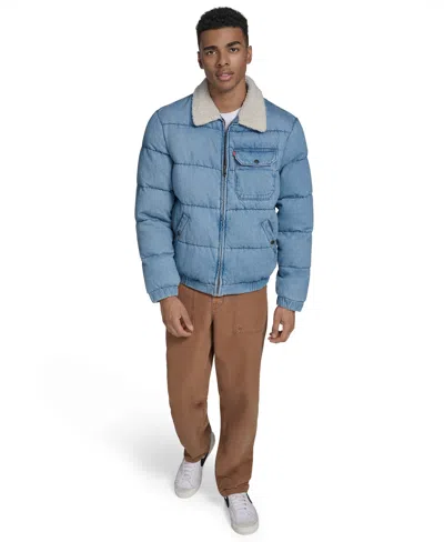 Levi's Men's Denim Quilted Sherpa Collar Jacket In Blue