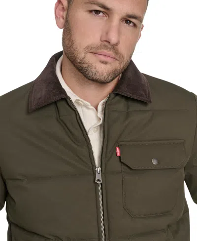 Levi's Men's Quilted Corduroy Collar Depot Jacket In Green