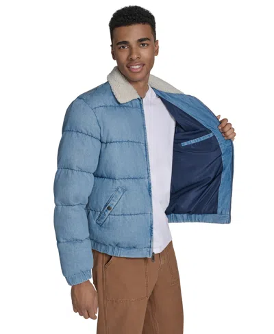 Levi's Men's Denim Quilted Sherpa Collar Jacket In Blue