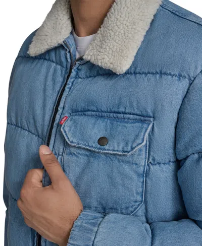 Levi's Men's Denim Quilted Sherpa Collar Jacket In Blue