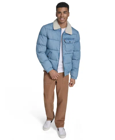 Levi's Men's Denim Quilted Sherpa Collar Jacket In Blue