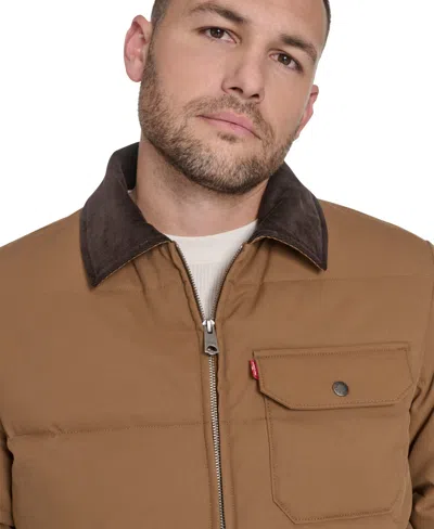 Levi's Men's Quilted Corduroy Collar Depot Jacket In Brown