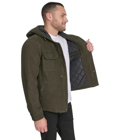 Levi's Men's Work Stormshell Faux Fur-lined Hooded Jacket In Green