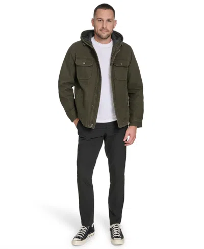Levi's Men's Work Stormshell Faux Fur-lined Hooded Jacket In Green