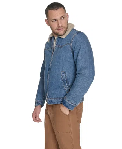 Levi's Men's Faux Shearling Collar Denim Jacket In Blue