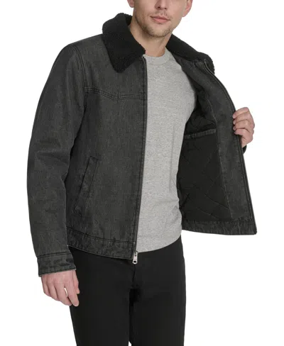 Levi's Men's Denim Western Sherpa Lined Collar Jacket In Black