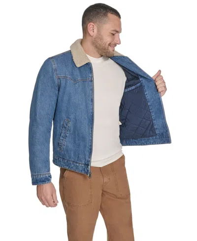 Levi's Men's Faux Shearling Collar Denim Jacket In Blue