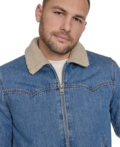 Levi's Men's Faux Shearling Collar Denim Jacket In Blue