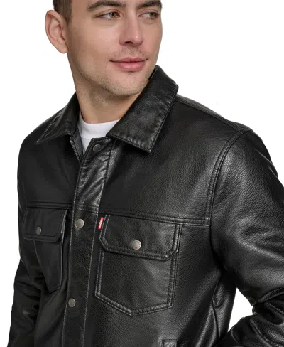 Levi's Two Chest Pocket Faux Shearling Sherpa Collar Jacket In Black