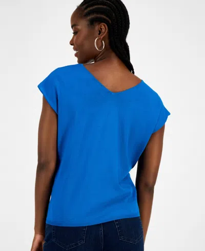 Inc International Concepts Women's Double V-neck Dolman-sleeve Top, Macy's Exclusive In Blue