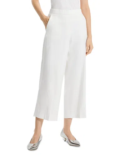 Theory Wide Pull-on Linen-blend J Pant In White