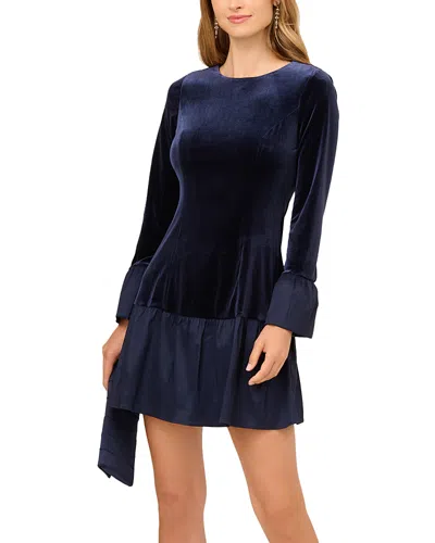 Adrianna Papell Mixed Media Mini Dress In Blue