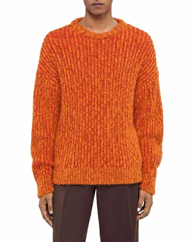 Sandro Roberto Oversized Crewneck Sweater In Orange