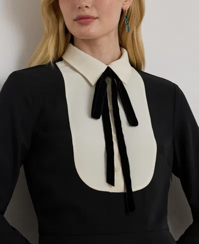 Ralph Lauren Women's Tie Neck Long Sleeve Dress In Black