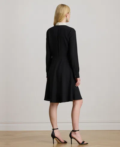 Ralph Lauren Women's Tie Neck Long Sleeve Dress In Black