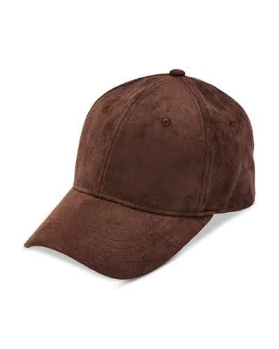 Aqua Faux Suede Baseball Cap In Brown