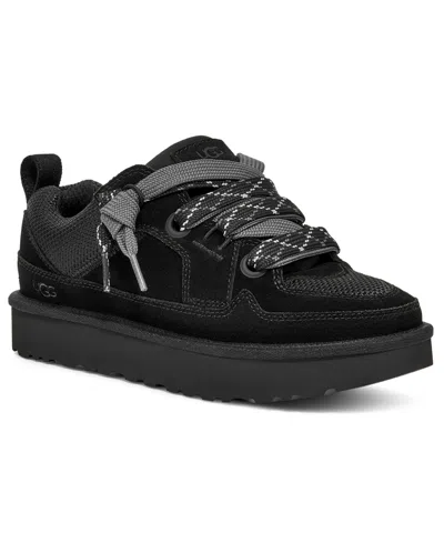 Ugg Low-top Leather And Textile Sneakers With Rubber Sole In Black