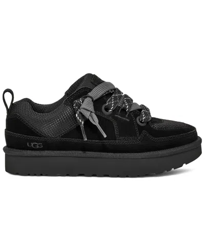 Ugg Low-top Leather And Textile Sneakers With Rubber Sole In Black