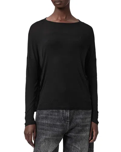 Allsaints Rita Francesco Semi Sheer Oversized Fit Tee In Black