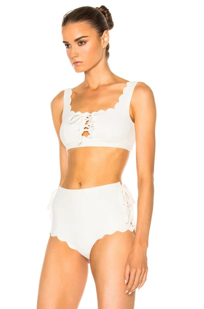 Shop Marysia Palm Springs Tie Bikini Top In White. In Off White