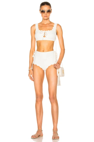 Shop Marysia Palm Springs Tie Bikini Top In White. In Off White