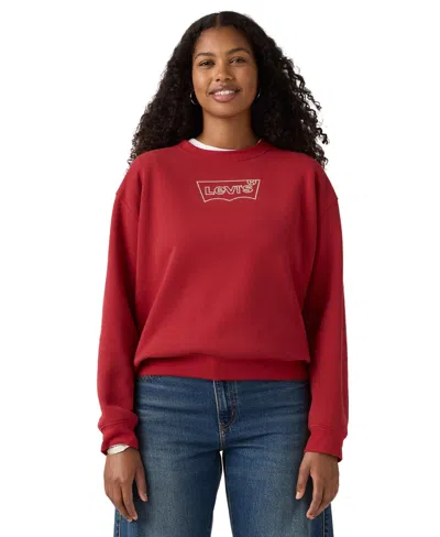 Levi's Women's Rhinestone Everyday Crewneck Sweatshirt In Red