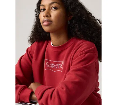 Levi's Women's Rhinestone Everyday Crewneck Sweatshirt In Red