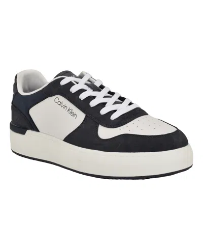 Calvin Klein Men's Landy Round Toe Lace Up Sneakers In Blue