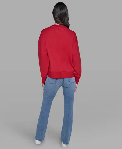 Karl Lagerfeld Women's Logo Embellished Cotton-blend Sweatshirt In Red