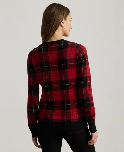 Ralph Lauren Womens Plaid Cotton Blend Sweater P Xs Xxl In Red