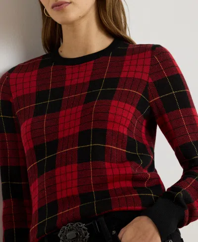 Ralph Lauren Womens Plaid Cotton Blend Sweater P Xs Xxl In Red