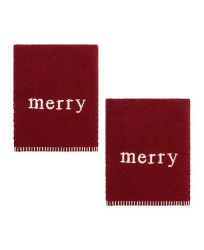 Avanti Merry Cotton 2-pc. Hand Towel Set, 28" X 16 In Red