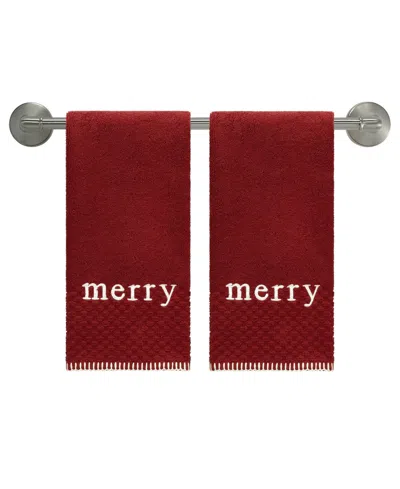 Avanti Merry Cotton 2-pc. Hand Towel Set, 28" X 16 In Red