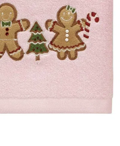 Avanti Gingerbread People Cotton 2-pc. Hand Towel Set, 28" X 16" In Pink