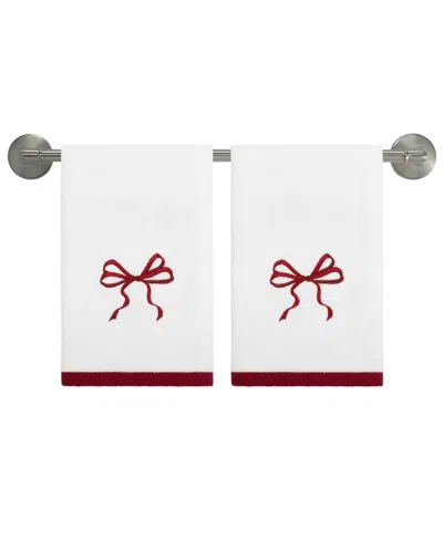 Avanti Christmas Bows Cotton 2-pc. Hand Towel Set, 28" X 16" In Multi