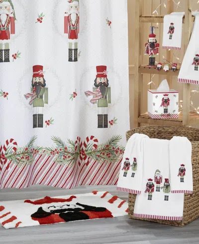 Avanti Peppermint Nutcracker Cotton 2-pc. Fingertip Towel Set, 18" X 11" In White
